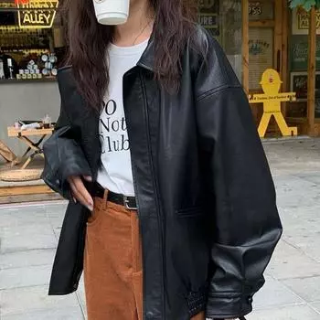Jmprs винтажная женская куртка из искусственной кожи женская уличная техническая одежда больших размеров из искусственной кожи мотобайкерские пальто Bf Punk повседневная укороченная верхняя одежда M кофейный