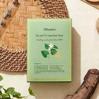 JMSOLUTION RELEAF FIT HEARTLEAF MASK, Успокаивающая, Увлажняющая, Kbeauty, Корейская косметика, образец