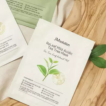 JMSOLUTION RELEAF MILD ACIDIC TEA TREE MASK, Moisturising, Kbeauty, Korean cosmetics, sample