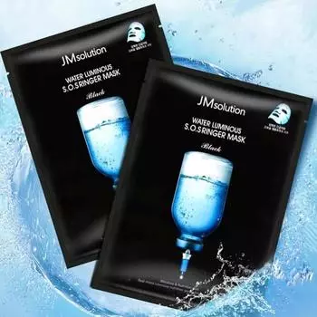 JMSOLUTION WATER LUMINOUS SOS RINGER MASK BLACK, Увлажнение, Kbeauty, Корейская косметика, образец