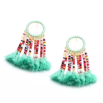 JMXD-Bohemian Tassel Earrings Exaggerated Earrings Jewelry Beads Earrings Popular Jewelry белый