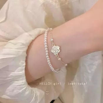 JMXD-браслет из жемчуга Камелия, легкая роскошь, изысканные аксессуары, двухслойные украшения в холодном стиле