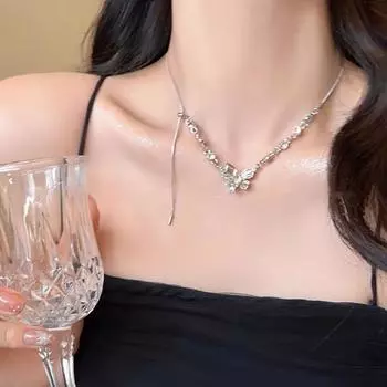 JMXD-Butterfly Цирконий бахрома ожерелье, аксессуары Light Luxury Niche High-end ключичная цепочка