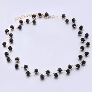 JMXD-черный пластиковый бисер ожерелье популярное ожерелье короткий URL популярные украшения золотой