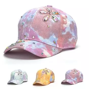 JMXD-Детская кепка с цветком из стразов, весенняя и осенняя, модная, цветная, солнцезащитная, бейсбольная кепка, модная кепка 52-54