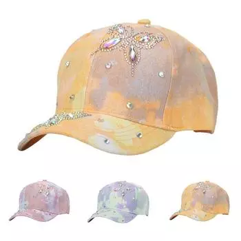 JMXD-Детская шапка-бабочка со стразами Весенняя и осенняя кепка Модная цветная бейсболка с козырьком от солнца Кепка Tide 54CM