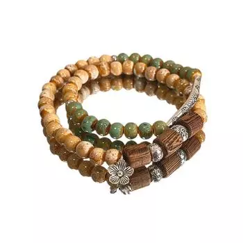 JMXD-двойное кольцо керамический бисерный браслет новый китайский дзен национальный стиль браслет антикварный продвинутый эластичный, веревка рука