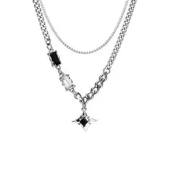 JMXD-двухслойное четырехугольное звездное ожерелье Женский дизайн Sense Персонализированные аксессуары Холодный ветер High Sense Модные ювелирные изделия Пара Ключичная цепочка