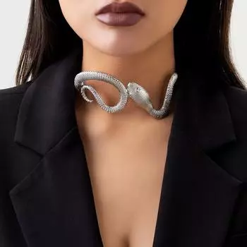 JMXD-Европа и Америка «Крутая цепочка-чокер в форме змеи на ключицу, модный ошейник с металлической текстурой, женское персонализированное ожерелье, ювелирные изделия,