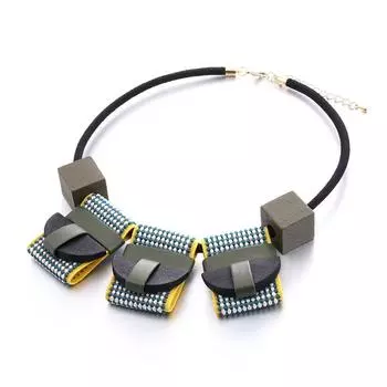 JMXD-Exaggerated Wood Bead Ожерелье Шаги В Аксессуары Новые Модные Украшения Кожаный Чехол Для Кулона красный