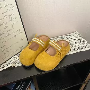 JMXD-Fairy Туфли Мэри Джейн женские Весна, Лето и Осень, Модные и Нежные Вечерние Ветреные Универсальные Туфли на Мягкой Подошве Тапочки 35 жёлтый