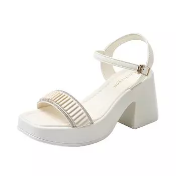 JMXD-fairy wind thick-soled thick-heeled sandals female, spring and summer with skirts are not tired, open-toed sandals female comfortable 35 бежевый