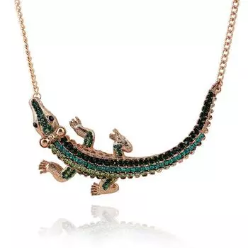 JMXD-Fan Личность Преувеличенный Модный Комплект Многоцветный Бриллиант Темперамент Крокодил Ожерелье Модный Короткий Кулон