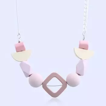 JMXD-Geometric Подвесное ожерелье для женщин, Преувеличенные украшения, Деревянные бусины, Аксессуары розовый