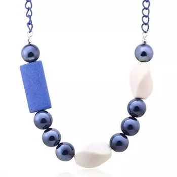 JMXD-геометрическое деревянное ожерелье женское акриловое ожерелье из бусин новые аксессуары преувеличенные украшения синий