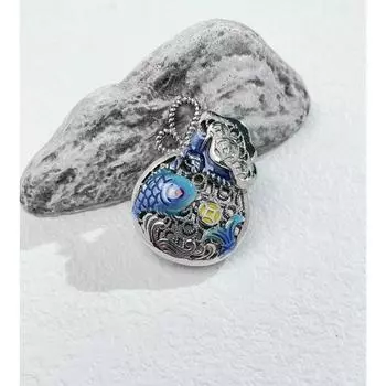 JMXD-индивидуальность в китайском стиле с сумкой для денег в виде кои, ретро-капля, глазурованная синяя, простая, этническая, женская подвеска на шею