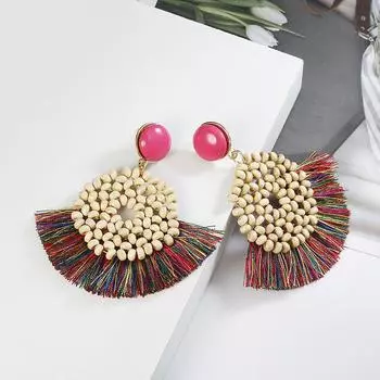JMXD-Этнические серьги из бисера Fengmu для женщин, серьги-подвески с бахромой, серьги, аксессуары жёлтый