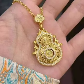 JMXD-Jinqi Hollow Gourd Позолоченный кулон, филигранная инкрустация с использованием древних методов, ожерелье Four Beauty, любимец женщин
