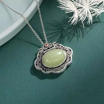 JMXD-китайский искусственный хэтяньский нефритовый яичный кулон с благоприятной индивидуальностью, ретро-универсальный ажурный узор