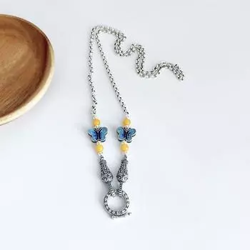 JMXD-китайский стиль универсальная цепь эмалированная бабочка посеребренное ожерелье женская ручная работа DIY сращивание подвеска