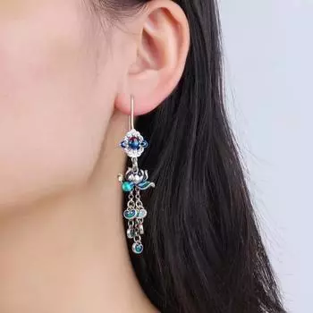 JMXD-Китайский стиль ювелирных изделий эпоксидная смола ремесло Лотос кисточки серьги серьги украшения для ушей, подарки