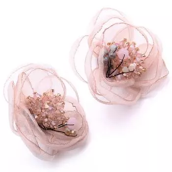 JMXD-Кружевные серьги-цветы женские шелковые серьги-гвоздики преувеличенные украшения, серьги с кристаллами серый