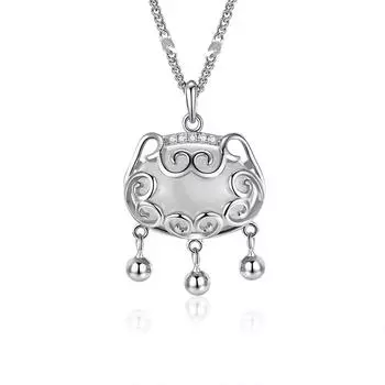 JMXD-Light Luxury Chalcedony Long Life Lock ожерелье Женский опал Премиум Sense Auspicious Cloud Safety Lock, ключичная цепочка