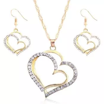 JMXD-Love Peach Heart Подвеска Комплект украшений Преувеличенное ожерелье Женская мода Популярные серьги, аксессуары золотой