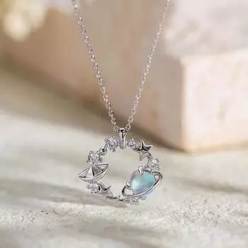 JMXD-Love Planet Blue Glazed Stone ожерелье женская легкая роскошная ключичная цепочка, подарок на день рождения
