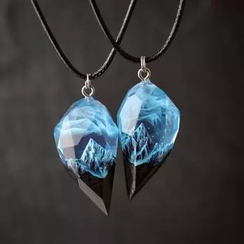 JMXD-Love Snow Mountain Resin Luminous Подвеска Светящееся Ожерелье Персонализированная Ручная Работа Пара, Подарок На День Рождения