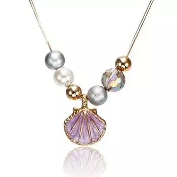 JMXD-модное круглое ожерелье из бусин для женщин, аксессуары с подвесками из ракушек, новые аксессуары, популярные аксессуары фиолетовый