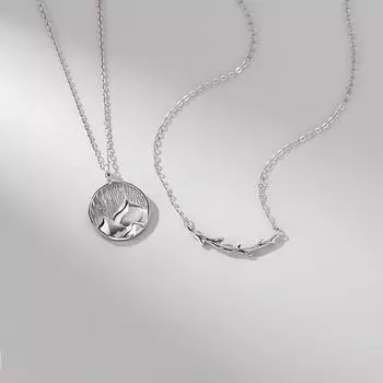 JMXD- Mountain Wood Branch Парное серебряное ожерелье, кулон, оригинальный дизайн, подарок