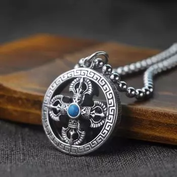 JMXD-Ожерелье в стиле ретро и для стариков, подвеска в виде круглого креста в форме ваджры, посеребренные бусины без зазоров