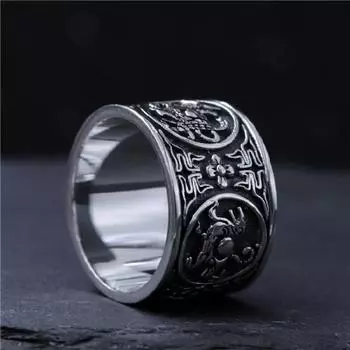 JMXD-Персонализированное ретро-кольцо в китайском стиле из тайского серебра, синий дракон, белый тигр, ярко-красная птица,