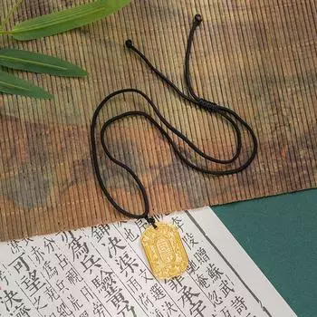 JMXD-pure Copper Gold-plated Unisex Necklace, Lucky Transfer Wish Card, Auspicious Pendant