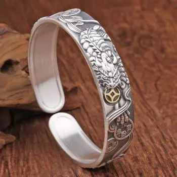 JMXD-Retro Domineering Silver Solid Pixiu Open мужской браслет, уникальный серебряный браслет с индивидуальностью