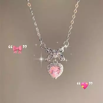 JMXD-розовый бриллиант Love Bow ожерелье Light Luxury, премиум-класса ключичная цепочка