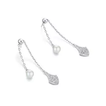 JMXD-S925 Серебряные уникальные серьги с имитацией жемчуга «рыбий хвост» регулируемые