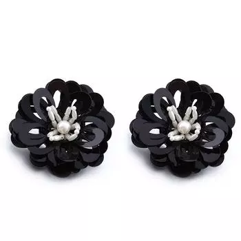 JMXD-Серьги-цветы с пайетками, преувеличенные украшения, летние серьги-гвоздики с жемчужными серьгами, женские белый