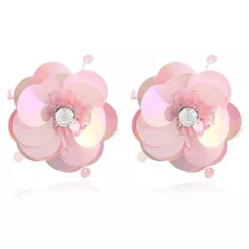 JMXD-Серьги с пайетками и цветами, преувеличенные украшения, летние серьги-гвоздики, серьги с бриллиантами, женские белый