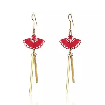 JMXD-Серьги в китайском стиле для женщин, серьги-подвески в виде веера, серьги, аксессуары Новые товары зелёный