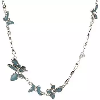 JMXD-синее ожерелье с бабочкой и лунным камнем, высококачественная цепочка на ключицу, легкие роскошные аксессуары на шею