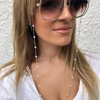 JMXD- «Стильный и простой стиль! Цепочка для очков с жемчужной шеей, дизайн, препятствующий падению, элегантные аксессуары для очков. золотой