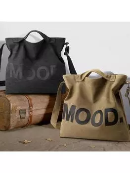 JMXD- Сумка из износостойкого холста в стиле ретро, женская сумка через плечо большой вместимости, простая и универсальная сумка, чёрный