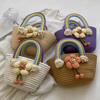 JMXD Summer Woven Handbag Women Fashion Shoulder Bag Beach Vacation Tote