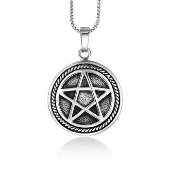 JMXD-титановая сталь стильный винтажный дизайн диск пентаграмма аксессуары кулон мужские хип-хоп рок аксессуары SP672