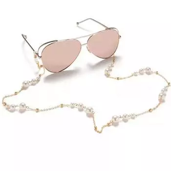 JMXD универсальная жемчужная цепочка для очков, металлическая винтажная подвесная веревка для очков, подвесная цепочка для солнцезащитных очков, цепочка для маски на шею золотой