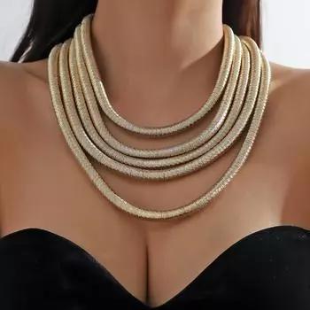 JMXD-увеличенная цепочка на шею, многослойное металлическое ожерелье, чокер, женская цепочка на ключицу, цепочка на шею, женские аксессуары золотой