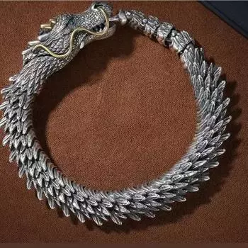 JMXD-Высококачественный тибетский серебряный плетеный браслет с драконом, мужская модная властная коллекция ювелирных изделий в китайском стиле, ретро-браслет 18cm