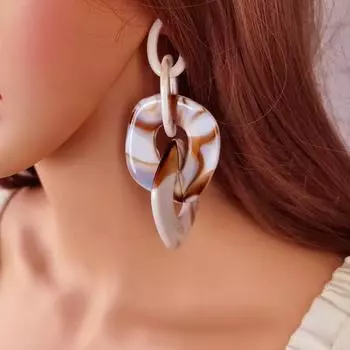JMXD-Y2K Exaggerated Large Geometric Acrylic Earrings for Women, Long Dangling Drop Earrings, Lightweight Statement Retro Hoop Ear Studs,